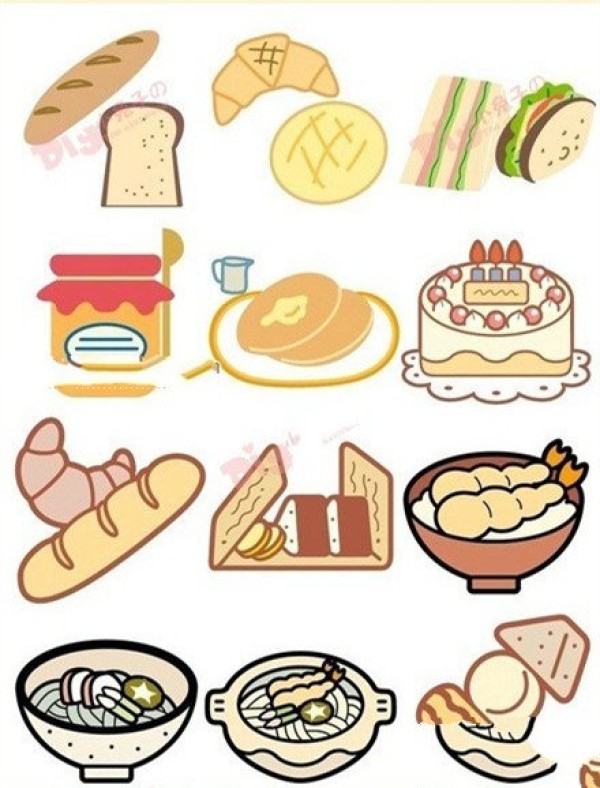 Delicious food simple drawing pictures