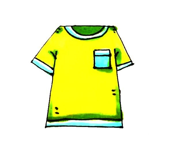 Children easily learn to draw short-sleeved T-shirts