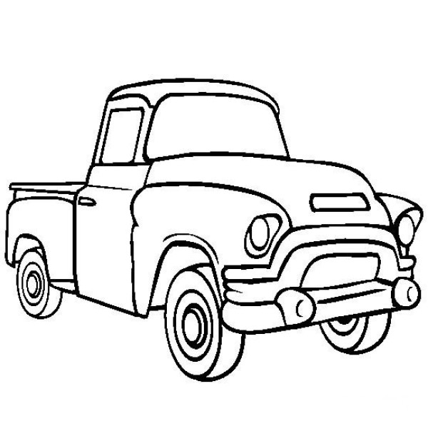 Vehicle simple drawing Pickup truck simple drawing picture