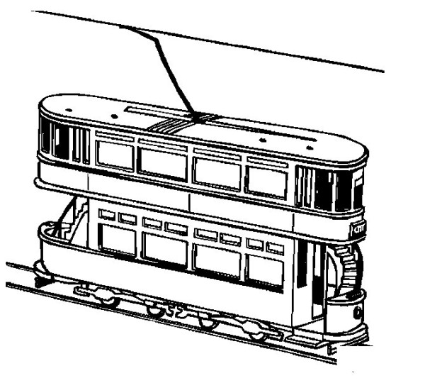 Simple drawings of trains and trams