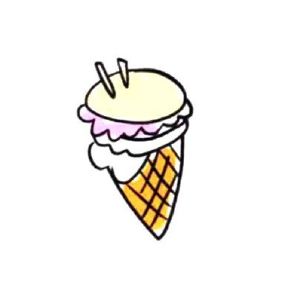 How to draw cute simple strokes of soft ice cream cone in four steps