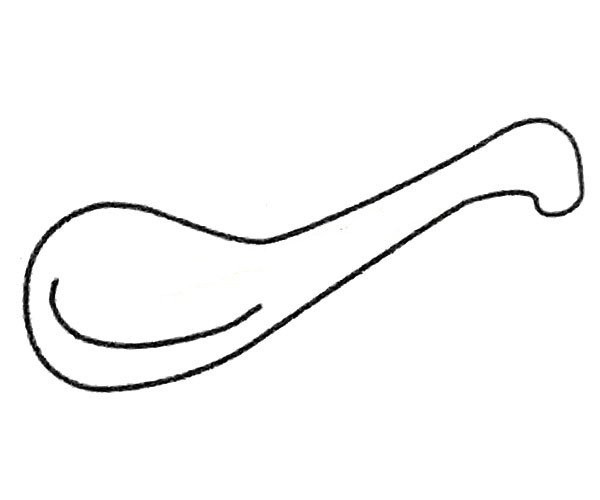 A complete collection of simple strokes of a spoon and the steps of how to draw it