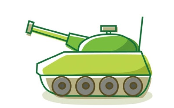 Simple drawing animation tutorial - tank drawing decomposition steps