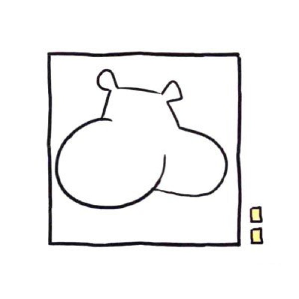 Draw a cute simple drawing of a big hippopotamus in four steps