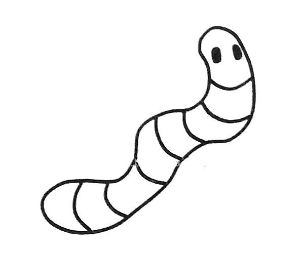 A set of simple drawing pictures of cartoon earthworms