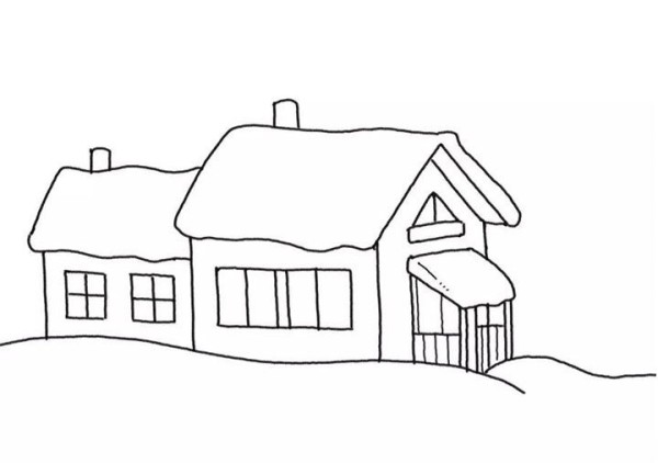 How to draw a simple drawing of a snow cabin