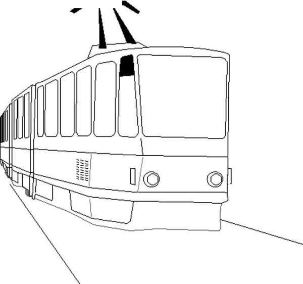 Simple drawings of trains and trams