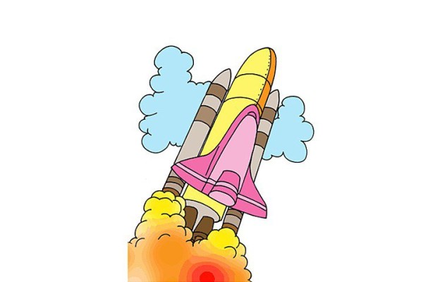 5 rocket simple drawing pictures with color