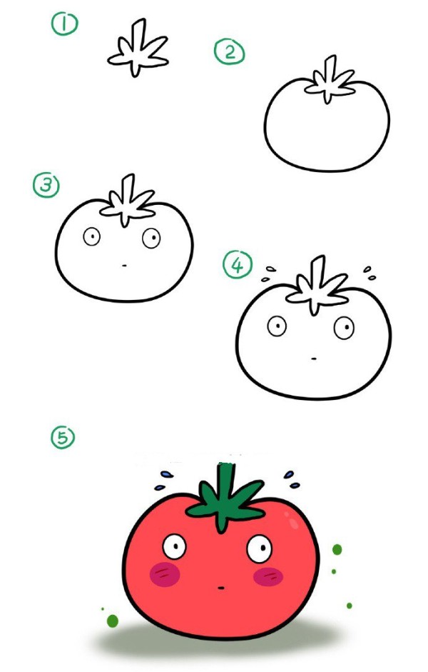 Surprised tomato simple drawing tutorial