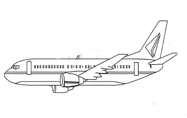 Simple drawing of airplane flying in the sky