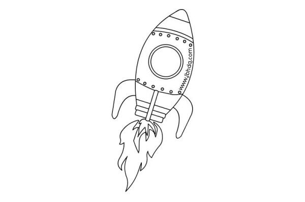 Space rocket simple drawing with color