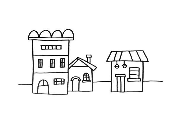 How to draw a town composed of multiple houses