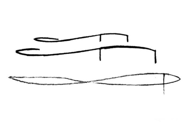 Steps to draw simple strokes of large cruise ship