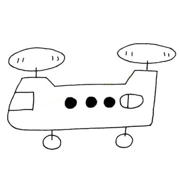 Q version troop transport helicopter simple drawing picture