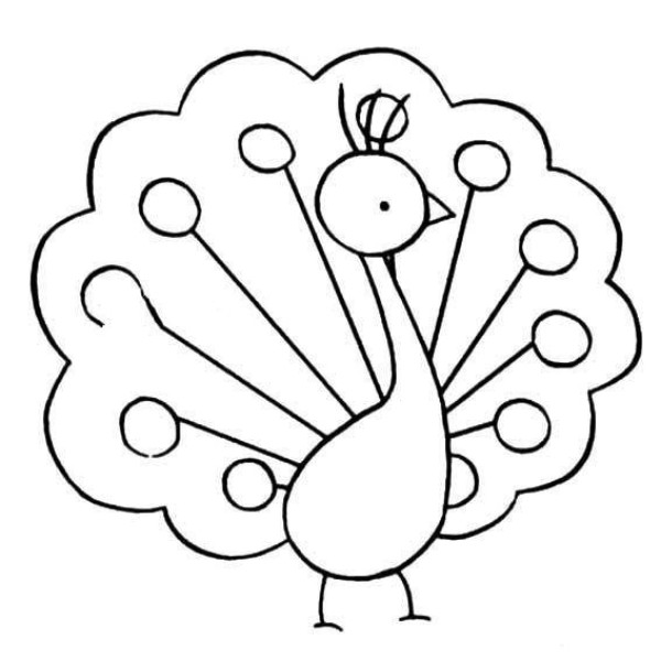 Simple drawing of peacock swaying left and right