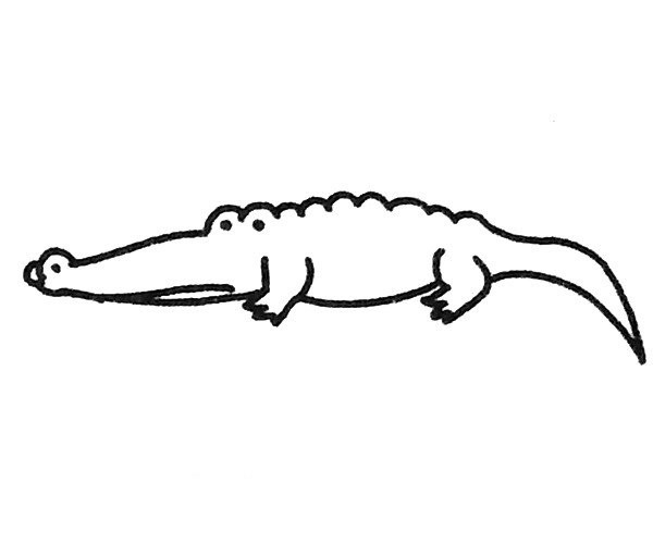 Six simple drawing pictures of cartoon crocodiles