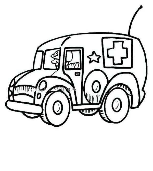 Simple drawing of military medical vehicle