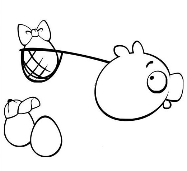 6 simple drawings of fat pigs stealing eggs