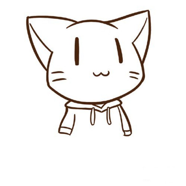 Simple drawing of kitten wearing sweatshirt