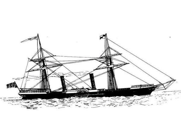 Simple drawing picture of old freighter