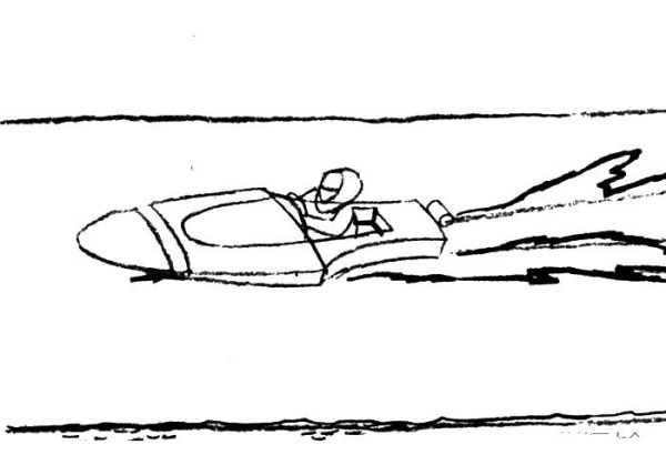 Steps to draw simple strokes of a single speedboat