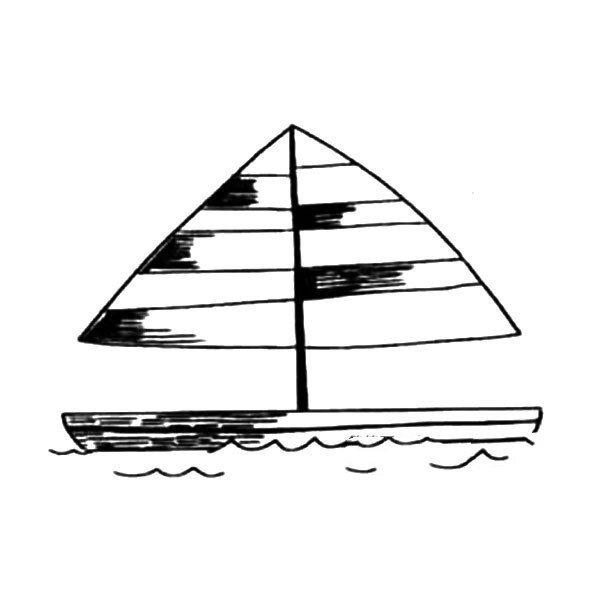 A set of beautiful simple drawing pictures of sailing boats