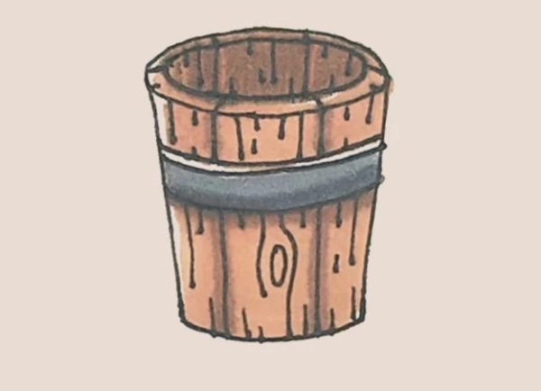 Simple drawing of wooden barrel