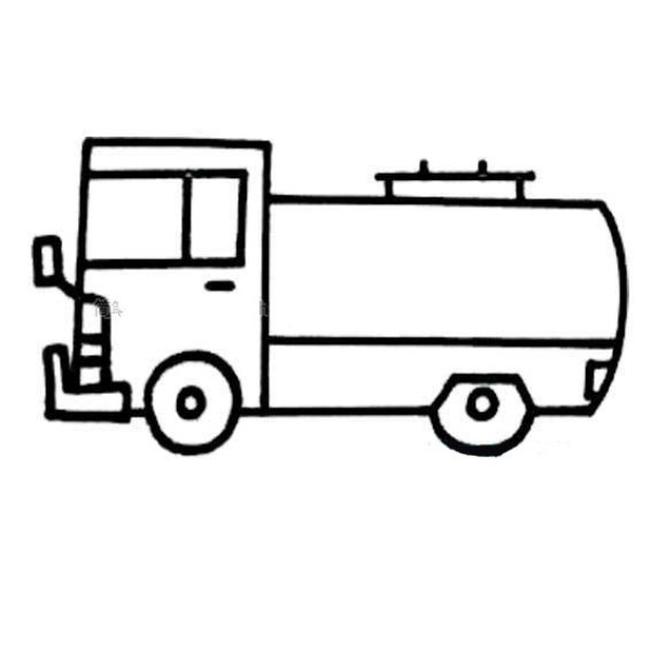 Childrens simple drawing of tank truck