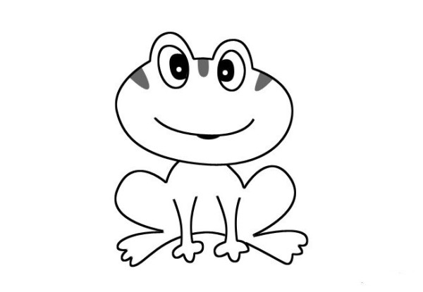 Four simple and cute little frog drawings