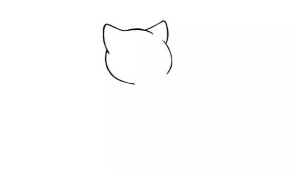 Draw a simple drawing of a kitten eating fish