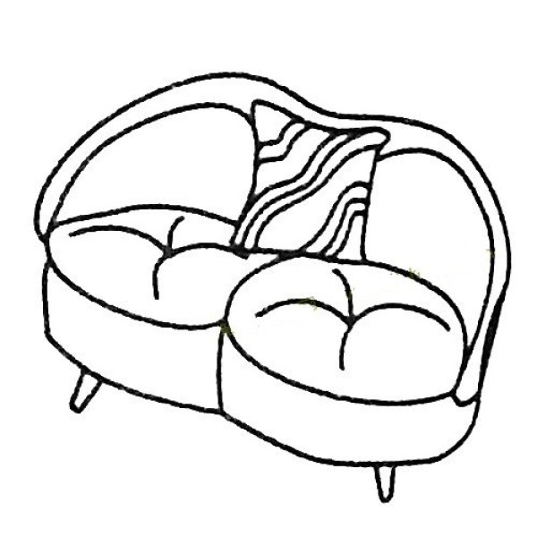 Simple drawing picture of double seat sofa