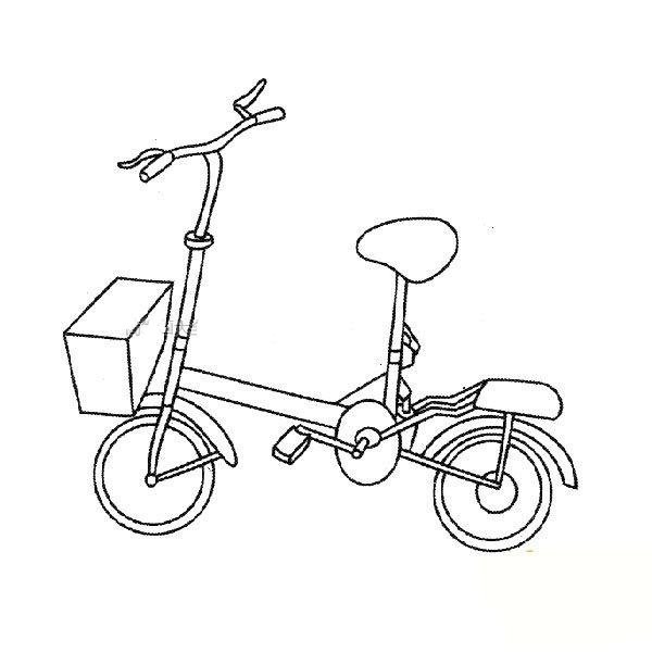 Simple drawing of scooter with vegetable basket