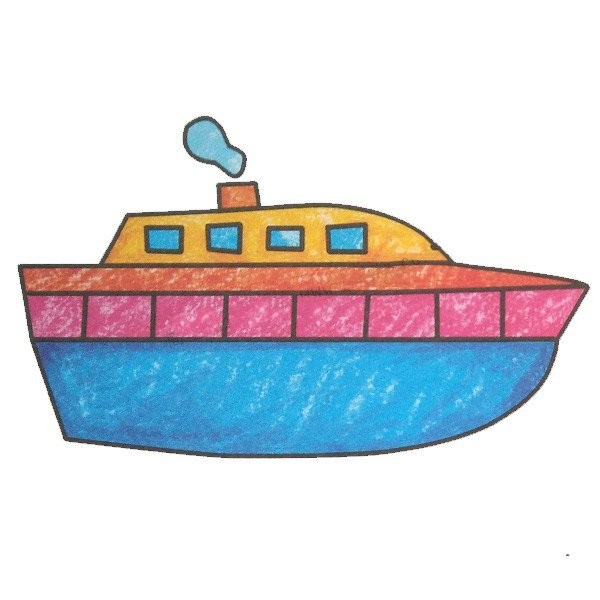 Children learn to draw steamboats