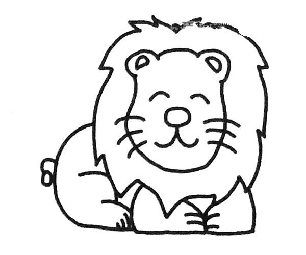 A set of cute little lion simple drawing pictures