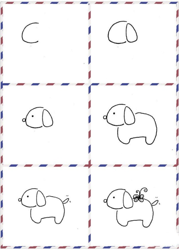 Childrens simple drawing pictures of puppies