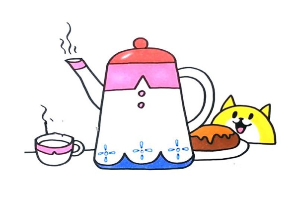 Simple drawing of teapot and cup