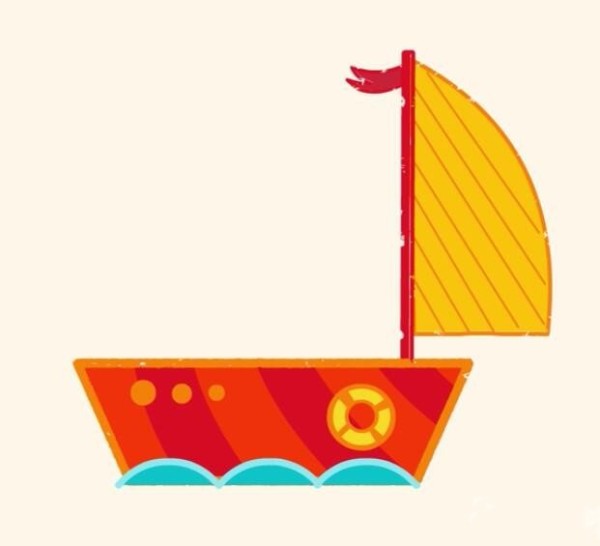 Magical simple drawing sailing boat