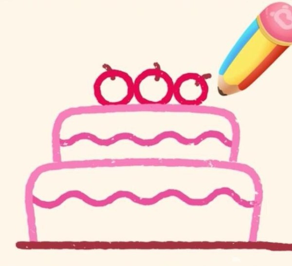 Magical simple drawing birthday cake