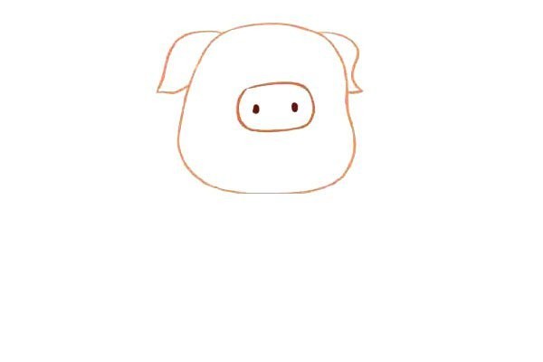 Cute cartoon pig simple drawing