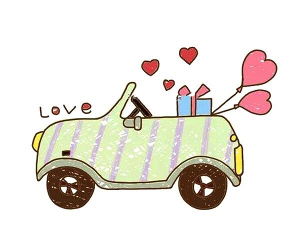 A set of beautiful simple car drawing pictures