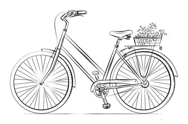 Bicycle dragging flower basket