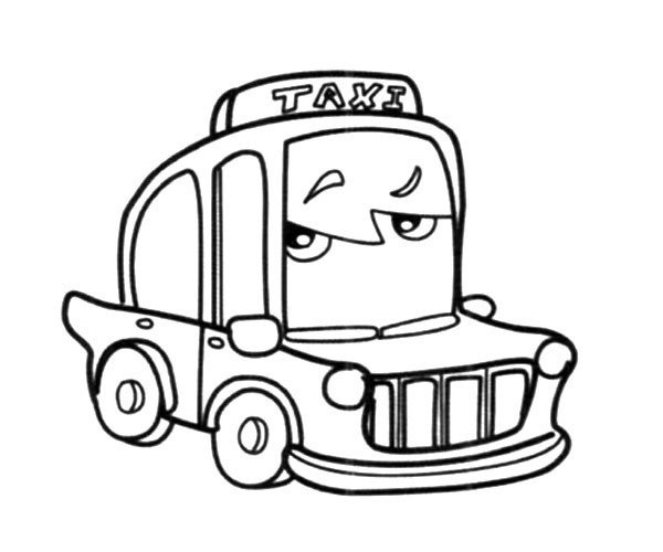 Cartoon taxi simple strokes