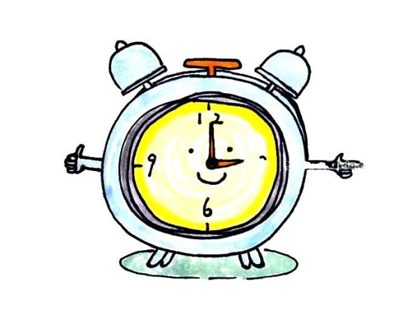 Cute little alarm clock simple drawing picture