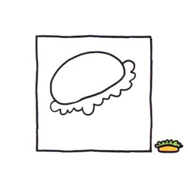 Four steps to draw cute simple drawings of delicious burgers