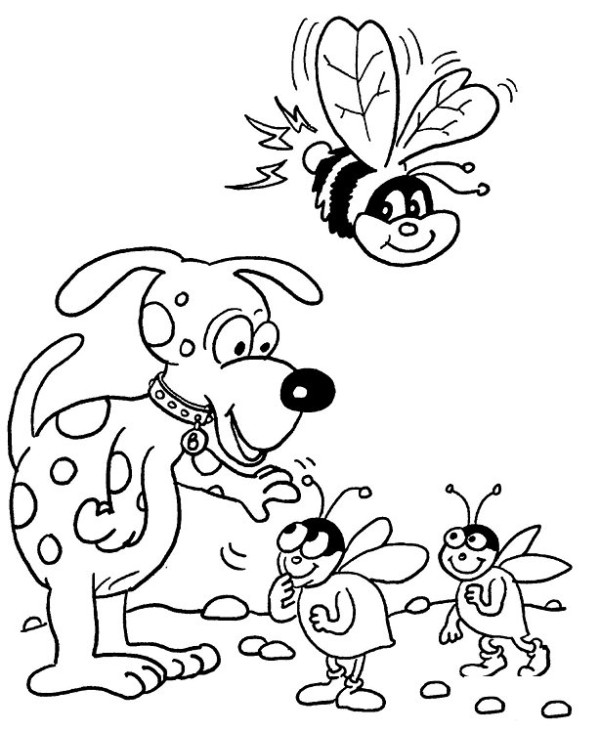 cartoon bee and puppy