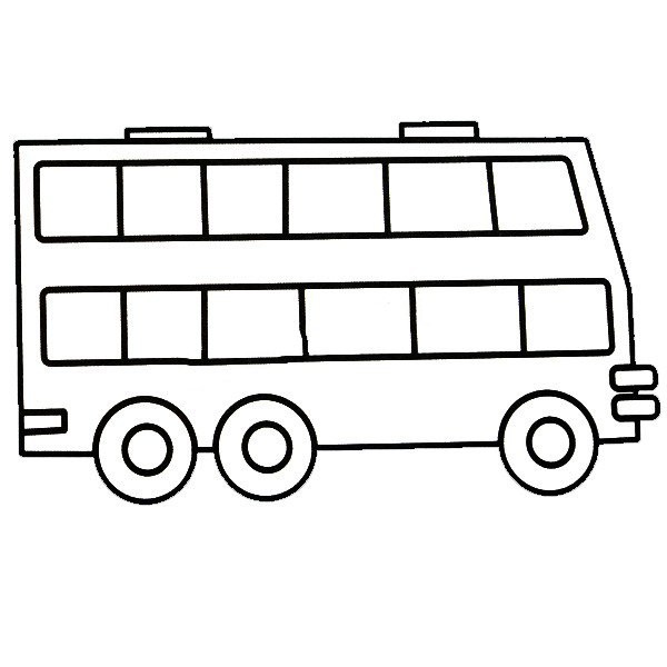 Children learn to draw a double-decker bus