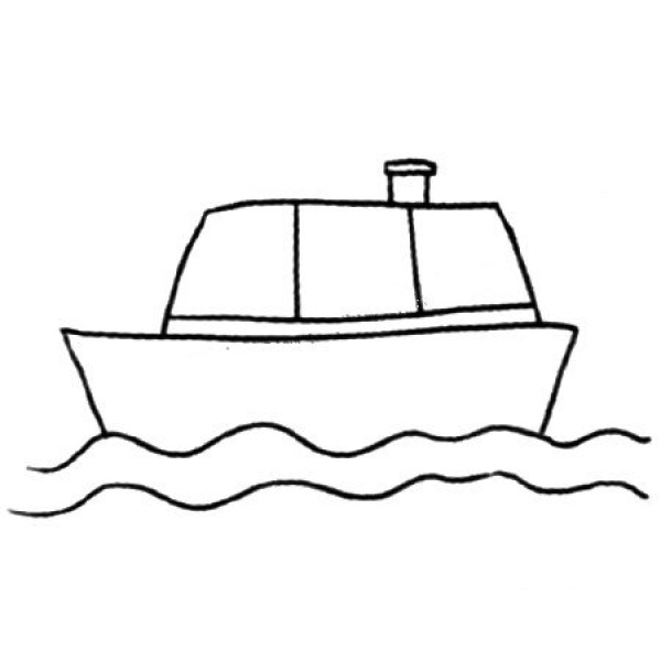 Simple drawing tutorial of ship sailing on the sea