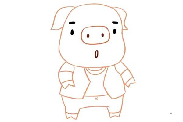 Cute cartoon pig simple drawing