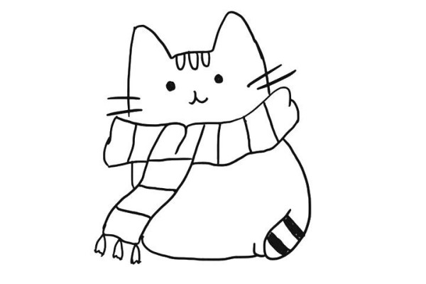 Cute kitten cat simple drawing picture