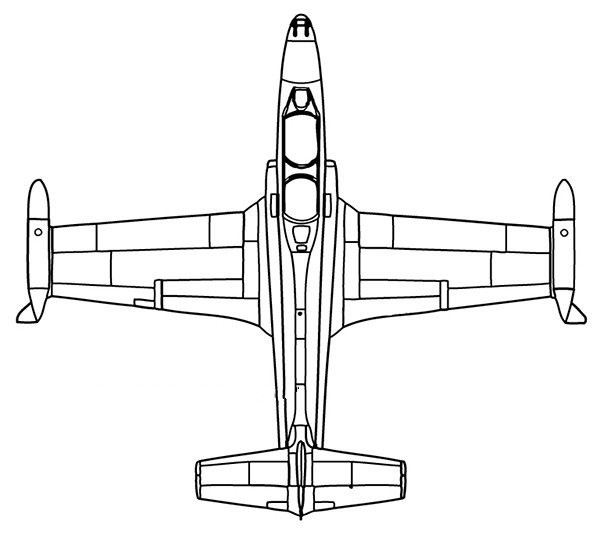 Looking down on the airplane simple drawing picture